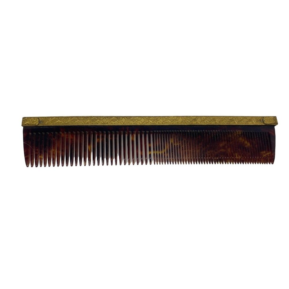Vintage Ornate Tortoiseshell & Gold Tone Comb